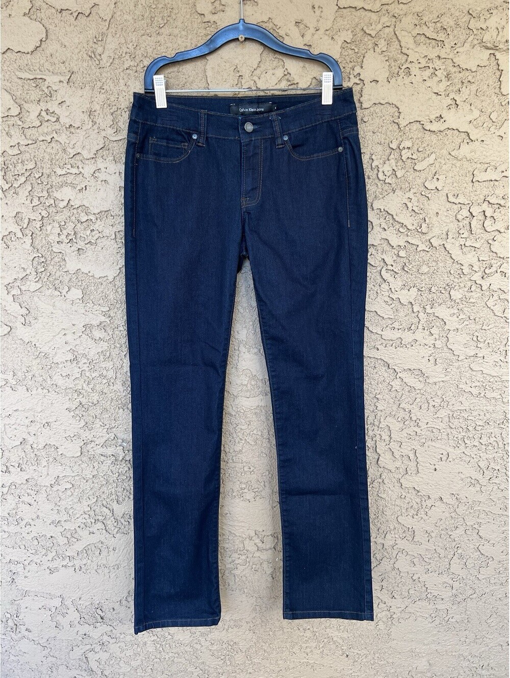 NWOT Calvin Klein Straight Leg Jean Size 4, 32 Long/Tall Power Stretch Dark Wash
